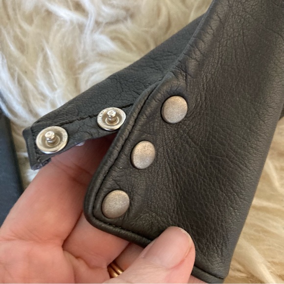 Vintage 80’s Naomi Misle Dark Grey Buttery Soft Leather Button Cuff Gloves - Picture 5 of 5